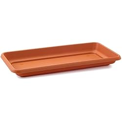 Macetero Barro Gris Acan Tradineur - Plato Jardinera de 80 cm plástico, marrón, macetero, Maceta para Plantas y Flores Rectangular de plástico. 6 x 36,5 x 77,5 cm
