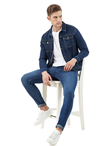 Image of INKD Men's Stretch Denim Jacket (INDIGO - Denim divine, 3XL)