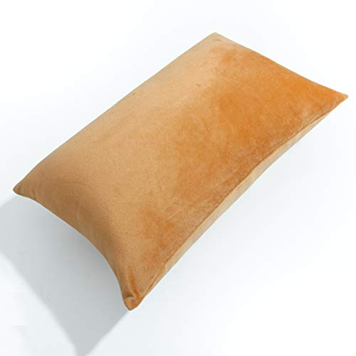 Image of NTBAY 2 Pack Zippered Velvet King Pillowcases, Super Soft and Cozy Luxury Fuzzy Flannel Pillow Cases with Zipper, 20x36 Inches, Camel
