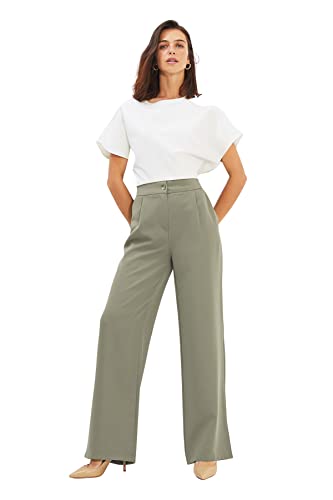 TRENDYOL Damen Trendyol Open Straight Trousers Pants, Helles Khaki, 40 EU