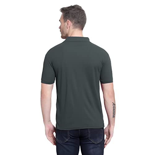 Image of Men's Poly Cotton-Matty Tshirt with Regular Fit Solid Pattern Half Sleeve Standard Length and Button Down Closure|Men's T-Shirts