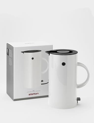 Stelton Wasserkocher EM77 - Elektrischer Kocher, Wasserkessel, Teekanne - Schnell kochend, niedriger Energieverbrauch, entnehmbarer Kalkfilter, Sicherheitsschalter - 1,5 Liter, Weiß, EU-Stecker