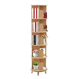 NOEUKDSSO 5 Tier Rotating Bookshelf, Solid Wood Rotating Bookshelf 360° Rotating Floor-Standing Storage Display Rack for Living Room, Office, Bedroom