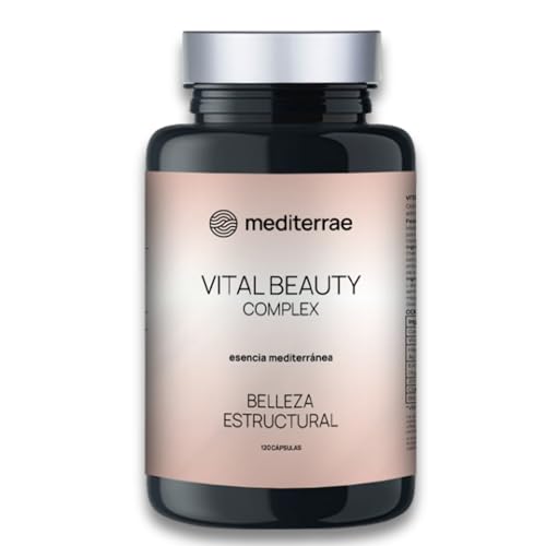 Mediterrae Vital Beauty Complex | Colágeno con Magnesio y Ácido Hialurónico | Biotina, Zinc y Cobre Bisglicinados | Piel Firme, Cabello Fuerte y Uñas Sanas | Belleza Integral Diaria