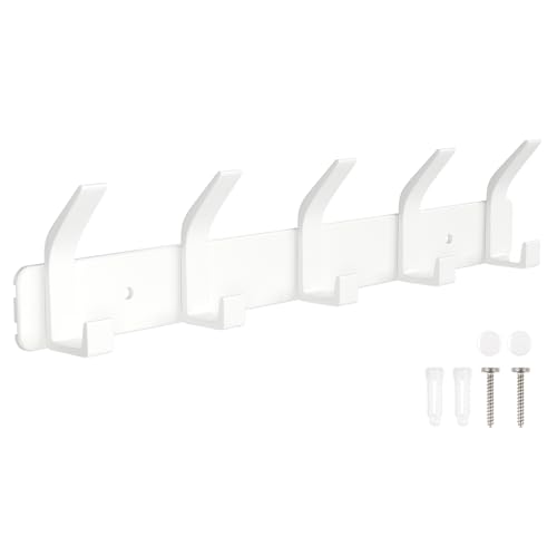 Sarsumir Perchero Pared Blanco Perchero Puerta Con 5 Ganchos Para Colgar Abrigos, Sombreros, Ropa, Bufandas