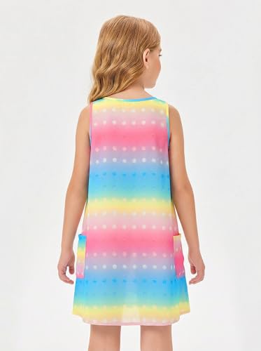 Image of Batermoon Girls Swim Cover Up V Neck Swiss Polka Dot Summer Beach Dress | Kids Cover-Ups, Sleeveless Vacation Swimwuits, Boho Cute Dresses with Pockets 4-14 Years