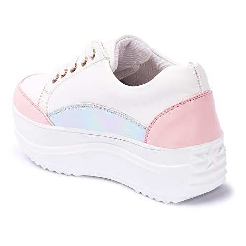 Image of Vendoz Women White Multi Sneakers