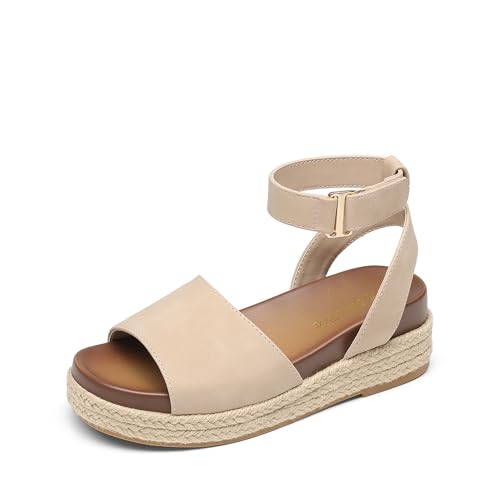 Image of DREAM PAIRS Girls Platform Wedge Open Toe Espadrille Sandals with Buckle Ankle Strap for Little Kid /Big Kid