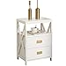BECTSBEFF Table d'appoint avec 2 tiroirs en forme de X avec étagère ouverte, petite table de chevet en bois pour salon, chambre à coucher, 40 (l) x 30 (p) x 58 (H) cm, blanc