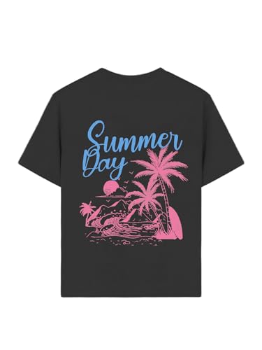 Image of SOLY HUX Girl's Short Sleeve Graphic Tees Crew Neck Beach Tops Casual Summer T-Shirts