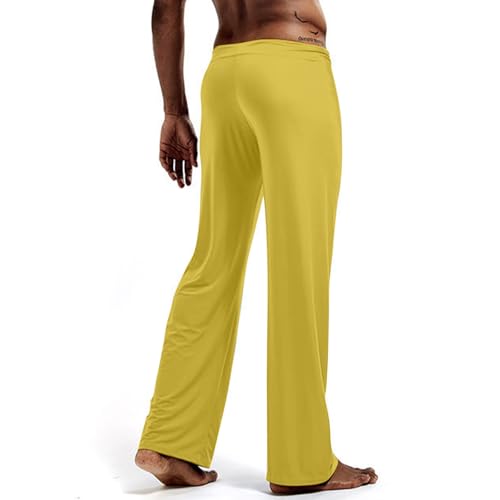 Men's Straight Leg Long Pants Elastic Elastic Back Waist Mid-Rise Drawstring Casual Trousers with Pockets4