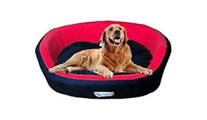 Poofy's Pet Island Dog Bed Extra-Small Size Round Shape Raised Side Dual Color Red-Black Ultra Soft Fleece Fabric Fill with Micro Fiber Export Quality Machine Washable Pet Bed