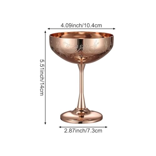 Copa de vino de acero inoxidable grabada de lujo para champán y martini 4