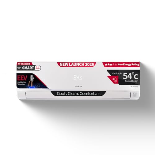 Hitachi 1.5 Ton 3 Star, New star rated, Inverter Split AC(Copper, Wi-Fi, Smart View Display, 4 Way Swing,RAS.D318PCD2BM, White) view 1