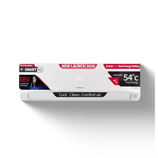 Hitachi 1.5 Ton 3 Star, New star rated, Inverter Split AC(Copper, Wi-Fi, Smart View Display, 4 Way Swing,RAS.D318PCD2BM, White)