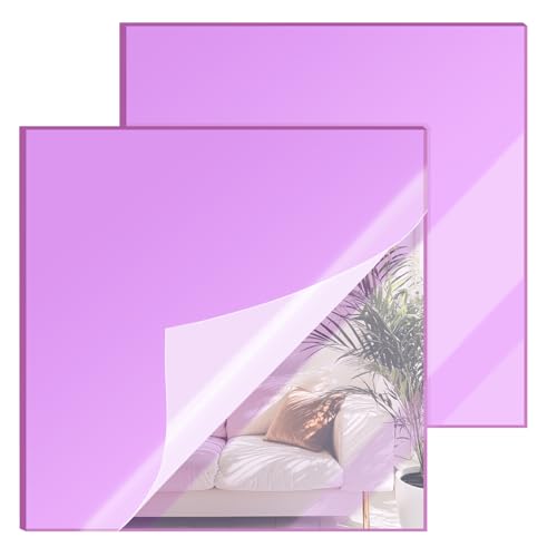 12×12 Inches Purple Mirror Acrylic Sheet – 2 Pcs Reflective Acrylic Panel for DIY Crafts, Home Décor & More (30×30 cm)