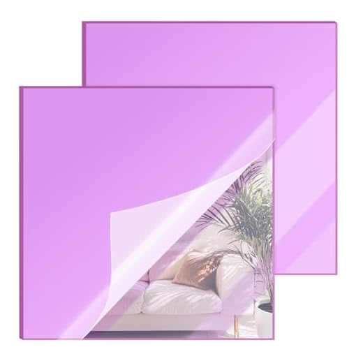12x12 Inches Purple Mirror Acrylic Sheet – 2 Pcs Reflective Acrylic Panel for DIY Crafts, Home Décor & More (30x30 cm)