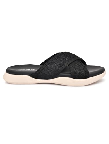 Image of Moshun Criss Cross Sandals for Women & Girls | Multi Strap & X Strap Flat Sandals, Bounce Back Technology Footbed with Adjustable Strap, Anti-Slip Sole | Lightweight Daily Wear Casual Slip-On Sandals