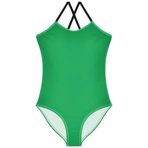 Pigsaly Girls One Piece Swimsuits Dark Green Kids Cross Back Swimwear Toddler Beach Sport Bathing Suit 3T