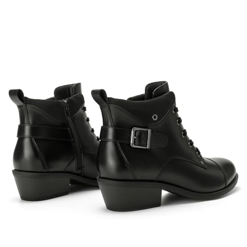 Athlefit Women's Short Ankle Boots Chunky Low Heel Round Toe Boots Comfortable Lace Up Booties with Side Zipper4