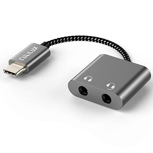 Image of USB C to Dual 3.5mm Headset Splitter Compatible for 2018 iPad Pro 11 inch 12.9 inch, MacBook Pro /Air, Aluminum Alloy Shell Type C to 2x3.5mm Headphone Jacks Audio Adapter for Sony Xperia XZ 3, OnePlus 6T