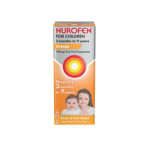 Nurofen For Children 3M-9Y, Kids Ibuprofen Orange 100 ml, Baby Teething Pain Relief, Cold Flu, Fast Acting, Up To 8 Hours, Fever Reducer, Child Medicine