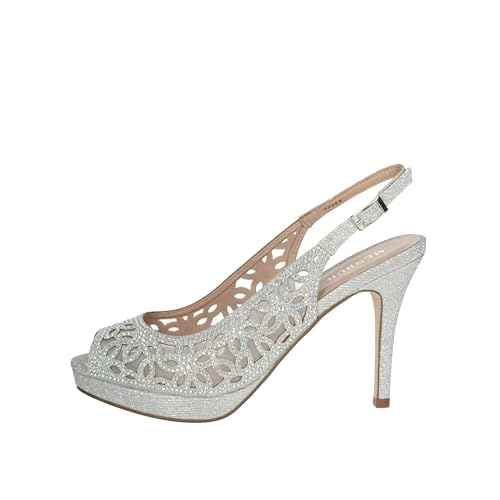 MENBUR Sandalen mit Absatz Damen Silber 23968, silber / schwarz, 38 EU