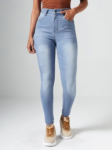 Image of Dolce Crudo Women's Skinny Fit High Rise Regular Length Stretchable High Waist Denim Jeans