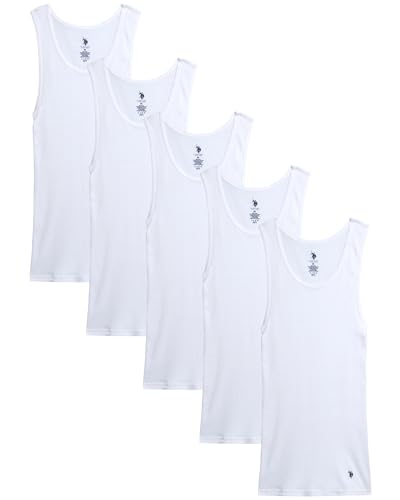 U.S. Polo Assn. Men's Undershirt - Classic Ribbed Tank Top (5 Pack)