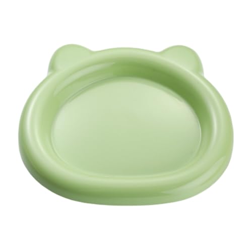 Vlfn 日式ins風 かわいい小熊耳ペットディッシュ | 猫用・犬用缶詰・フリーズドライ・スナック用 | 加厚PP素材 | ?放収納 | 邊?高2cmで汚れ防止 | 穏やかな色合い多色展開 (グリーン)