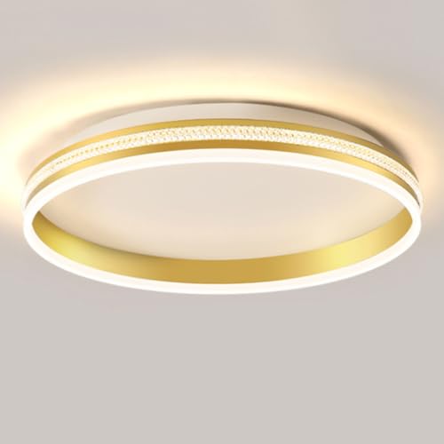 Plafonnier LED rond 50 cm au design encastré épuré et éclairage chaud