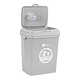 Taylor & Brown 40L/15KG Airtight Pet Food Storage Container Flip Top Locking System With Integrated Scoop Plastic Birds Pet Dog Cat Animal Dry Food Dispenser Bin, Grey