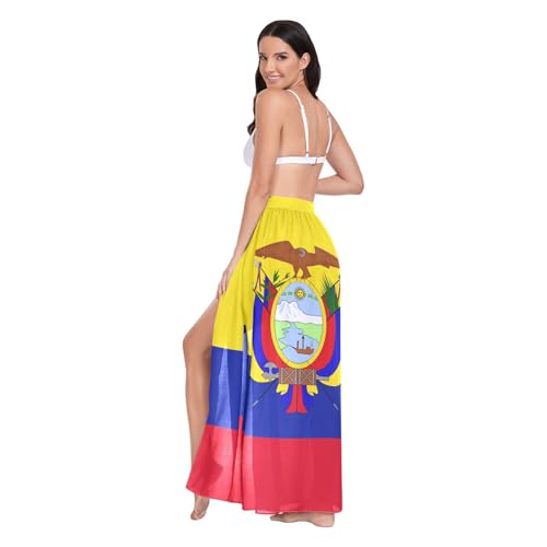 GuoChe Falda de natación para mujer, pareo, traje de baño, ropa de playa, club, talla L, bandera nacional de Ecuador