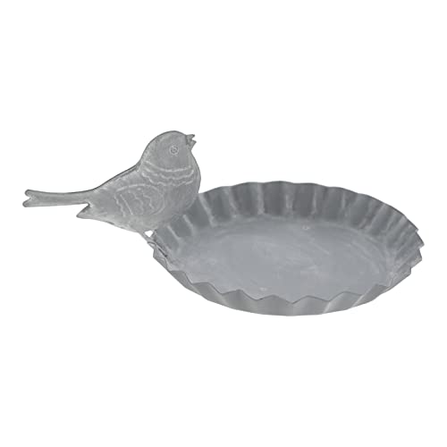 HAC24 Vogeltränke Metall Ø 12 cm Vogelbad Vogel Wasserschale Bad Tiertränke Wasserstelle Wasserspender Vogelbecken Grau