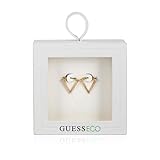 GUESS Pendientes de aro en forma de V con piedra de cristal dorado