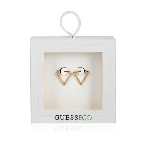 Boucles d'oreilles créoles en V dorées avec pierre en verre GUESS