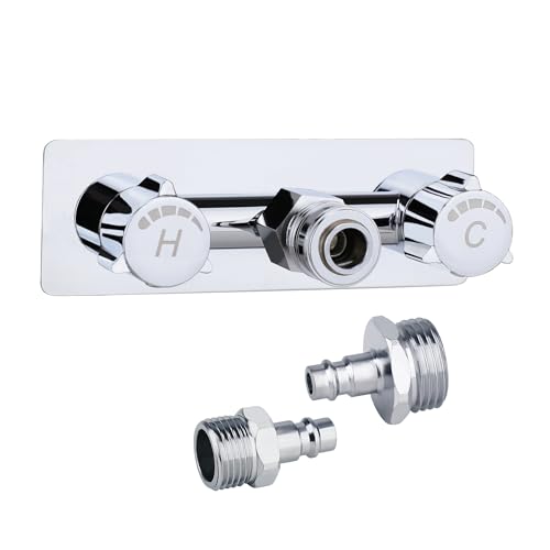 Image of All Metal RV Exterior Shower Faucet,4 inchRV Shower Faucet Replacement,RV Outside Shower Valve KitCamper Shower Faucet Valve with Quick Connect (Chrome)