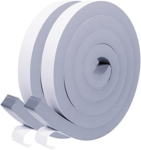 fowong Foam Sealing Tape with Adhesive 12mm Wide x 6 mm Thick High Density Home Window Door Draught Excluder Weather Stripping, Total 8M Long (2 Rolls of 4M Long Each)