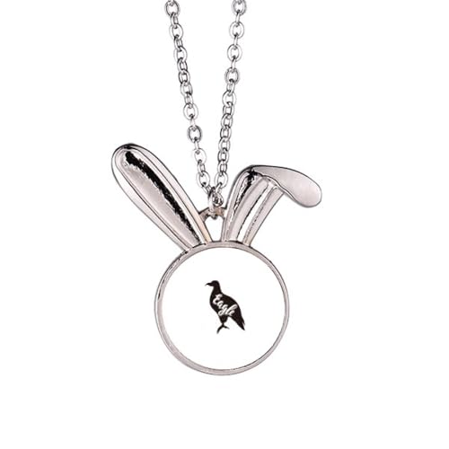 Collier pendentif aigle noir et blanc silhouette lapin aux finitions artistiques