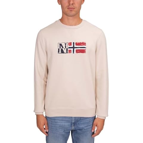 NAPAPIJRI Men's Ivory Bient Crew Neck Sweatshirt Cover