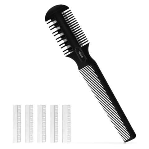 Hair Cutting Comb - Double Edge Razor for Thin and Thick Hair Trimming and Styling with 5 PCS Spare Blades Cover
