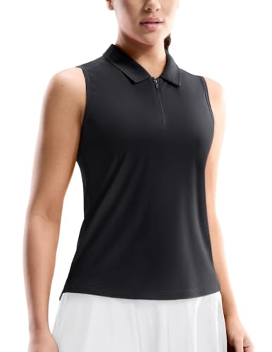 Image of MIER Womens Sleeveless Golf Polo Shirt, UPF 50+ Quick Dry Quarter Zip Tops