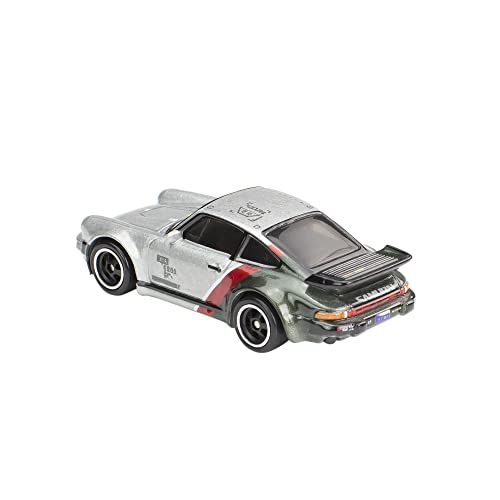 Image of Hot Wheels Premium Cyberpunk 2077 Porsche 911 Turbo, Real Riders Series, Die-Cast Metal Car, Silver