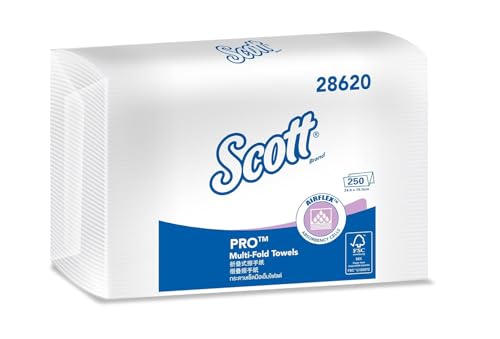 Scott Multi-Fold Paper Towel 28620-1 Pack x 250 Sheets (White Colour - Sheet Size 24 cm X 19.6 cm)