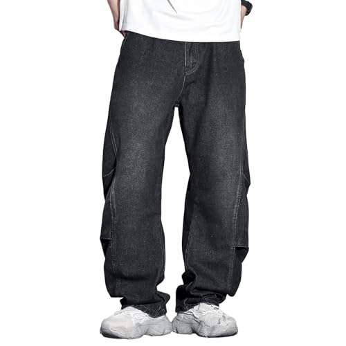 Men's Plus Size Baggy Jeans Elastic Waisted Oversized Barrel Denim Pants Street Loose Denim Sweatpants 2XL-6XL