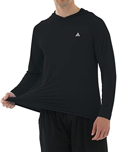 Men's UPF 50+ Sun Protection Hoodie Lightweight SPF Fishing UV Hiking Shirts Black