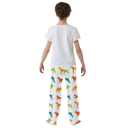 Boys' Pants Colorful Dogs Doodle Long Bottoms Jogger Pants Elastic Waist Trousers with Pockets S-XL3