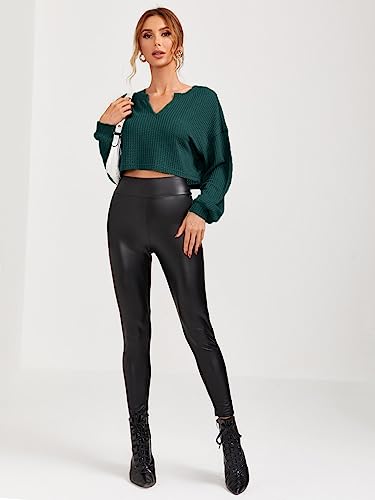 Image of Zilcon Women's Waffle Summer Tops Dressy Casual V Neck Long Sleeve Loose Crop Tunic Tops
