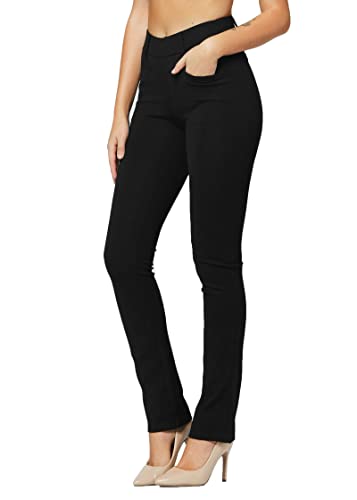 Premium Women s Stretch Dress Pants - Wear to Work - Ponte Treggings - Bootcut - Midnight Black - M