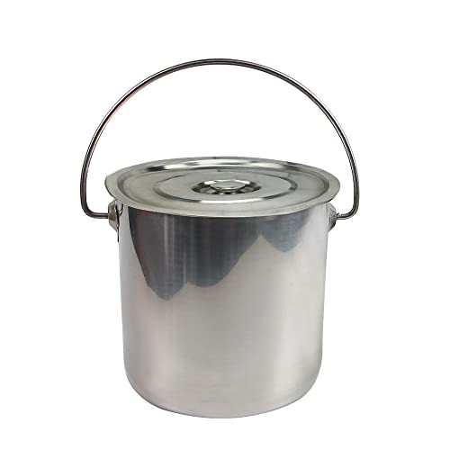 Extra Thick 20L Stainless Steel Barrel Bucket Food Water storage with Lid Milk Can Milk Transport Storage Wine Pail Liquid Storage Champagne Cooler Stainless Steel Pail Kitchen Bucket Cancooker (12L)